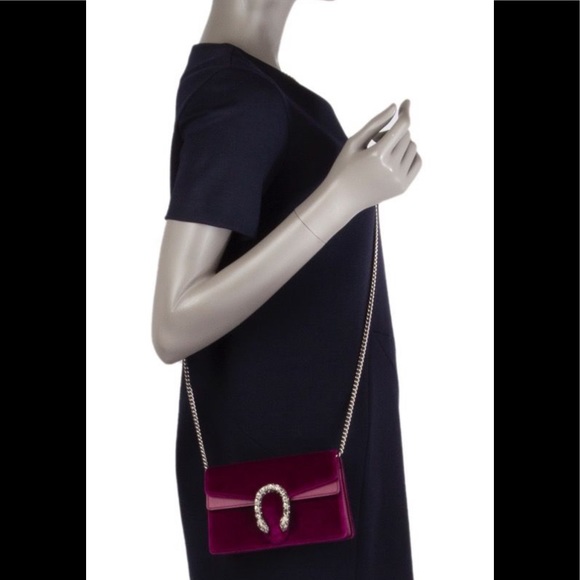 Like New Velvet Super Mini Dionysus Shoulder Bag Fuchsia - Picture 15 of 15